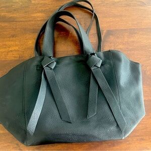 Anthropologie Black Vegan Leather Tassel Tote